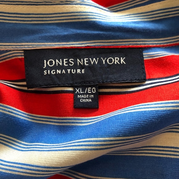 Jones New York Red/Cobalt Blue/White Blouse - Picture 8 of 8